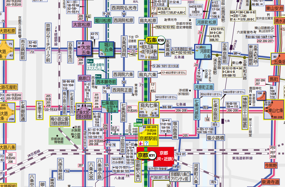 京都　四条河原　バス　アクセス方法